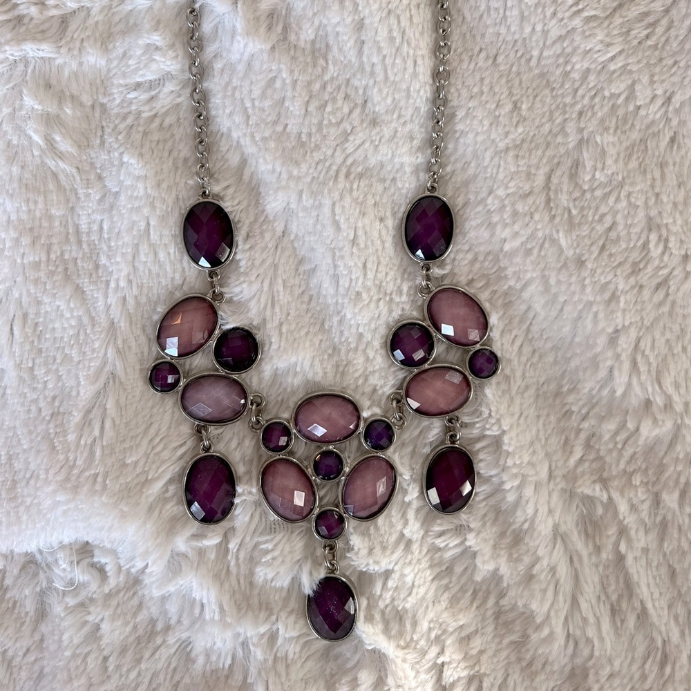 Purple necklace with matching earrings